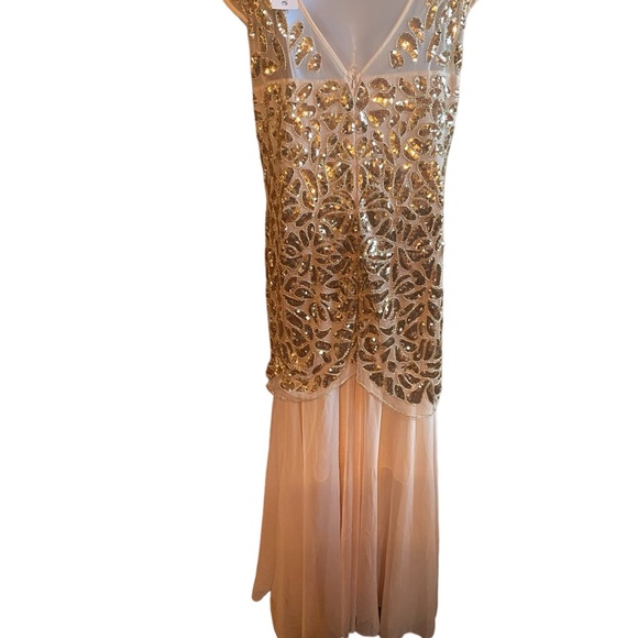 PrettyGuide Women’s Peach/Champagne/Full Length Gatsby Dress/XXL-NWT - Picture 5 of 8